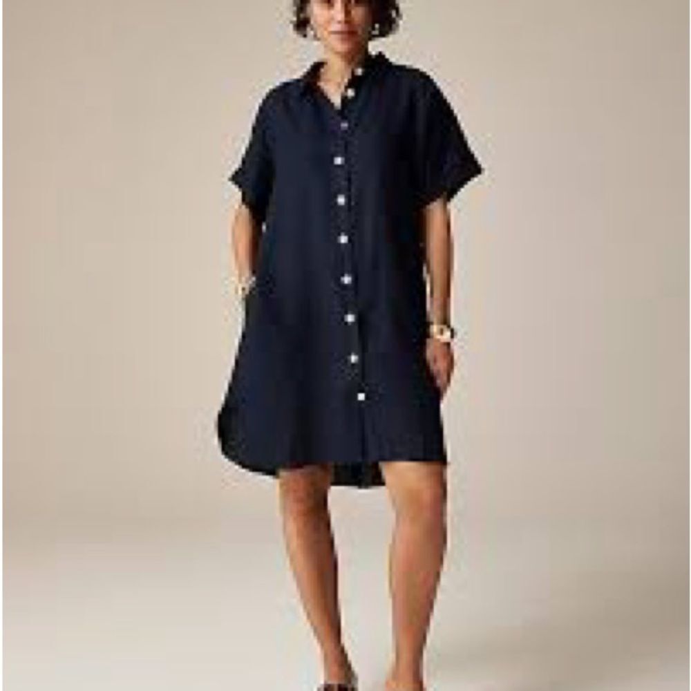 J. Crew Navy Button-Front Shirt dress